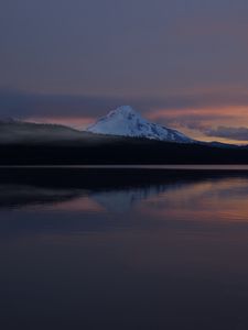 Preview wallpaper mountain, hills, reflection, lake, twilight