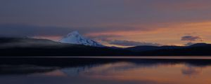 Preview wallpaper mountain, hills, reflection, lake, twilight