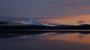Preview wallpaper mountain, hills, reflection, lake, twilight