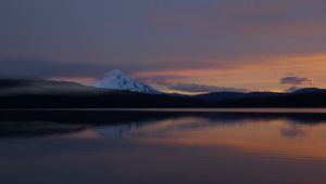 Preview wallpaper mountain, hills, reflection, lake, twilight