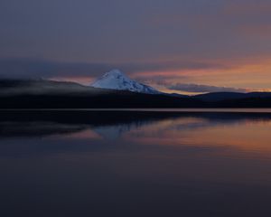 Preview wallpaper mountain, hills, reflection, lake, twilight