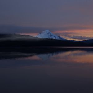 Preview wallpaper mountain, hills, reflection, lake, twilight