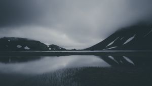 Preview wallpaper mountain, lake, dark, bw