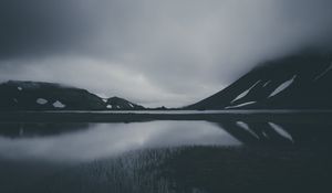 Preview wallpaper mountain, lake, dark, bw