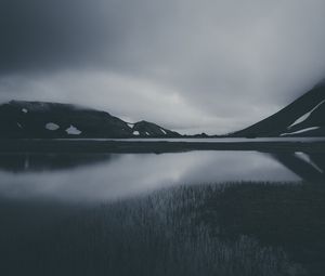 Preview wallpaper mountain, lake, dark, bw