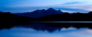 Preview wallpaper mountain, lake, dusk, dark, landscape