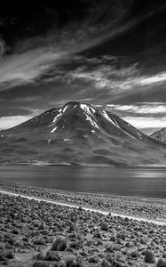 Preview wallpaper mountain, lake, landscape, bw