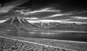 Preview wallpaper mountain, lake, landscape, bw