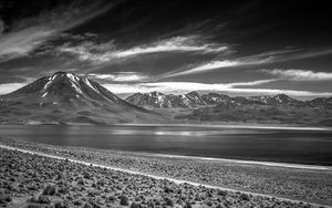 Preview wallpaper mountain, lake, landscape, bw