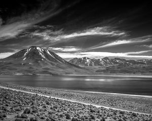 Preview wallpaper mountain, lake, landscape, bw