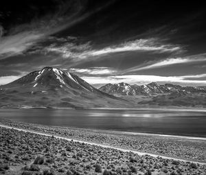 Preview wallpaper mountain, lake, landscape, bw