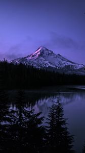 Preview wallpaper mountain, lake, landscape, nature, evening