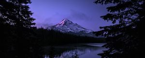 Preview wallpaper mountain, lake, landscape, nature, evening