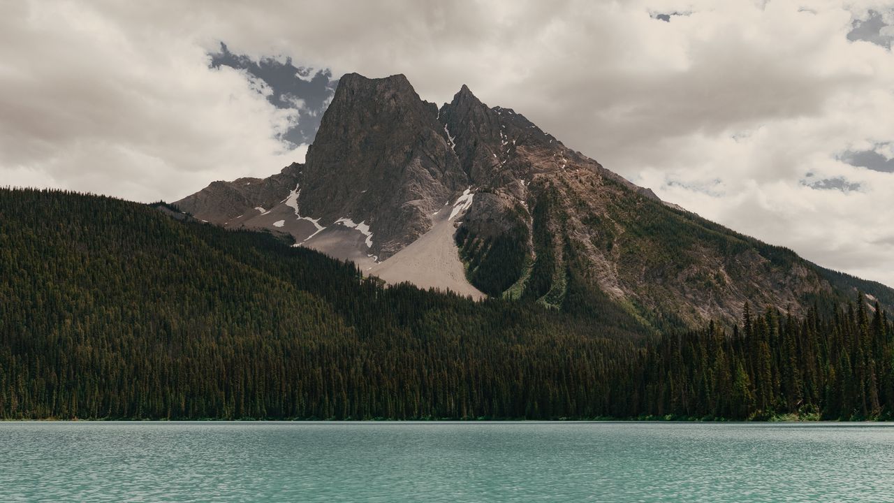 Wallpaper mountain, lake, landscape, clouds, trees