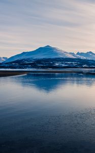 Preview wallpaper mountain, lake, landscape, snow