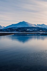 Preview wallpaper mountain, lake, landscape, snow