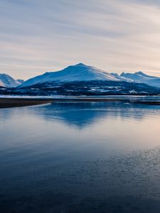 Preview wallpaper mountain, lake, landscape, snow