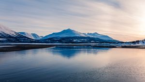 Preview wallpaper mountain, lake, landscape, snow
