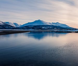 Preview wallpaper mountain, lake, landscape, snow