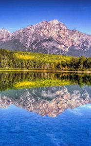 Preview wallpaper mountain, lake, landscape, beautifully