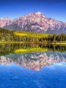 Preview wallpaper mountain, lake, landscape, beautifully