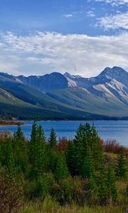 Preview wallpaper mountain, lake, mountain landscape