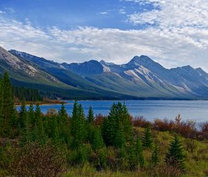 Preview wallpaper mountain, lake, mountain landscape