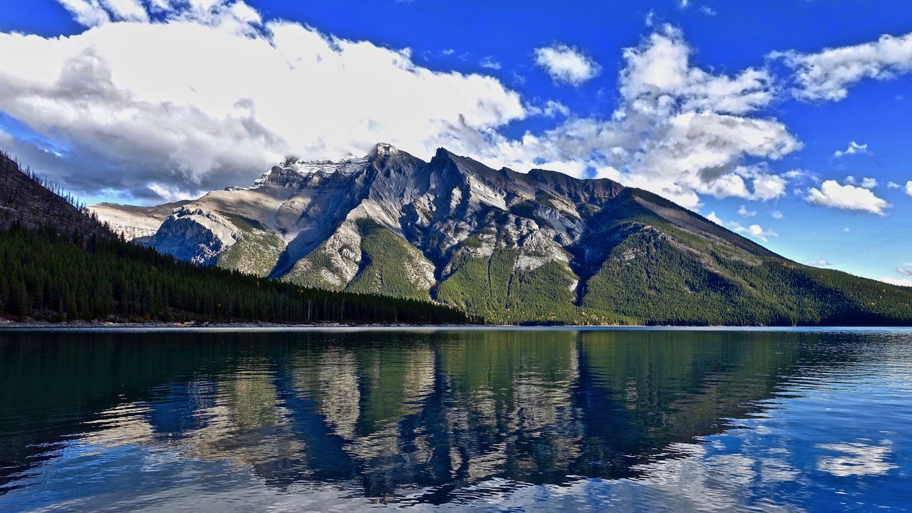 Wallpaper mountain, lake, reflection