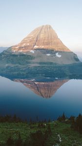 Preview wallpaper mountain, lake, reflection, top