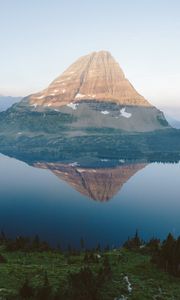 Preview wallpaper mountain, lake, reflection, top