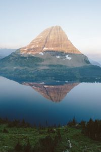 Preview wallpaper mountain, lake, reflection, top