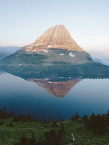 Preview wallpaper mountain, lake, reflection, top