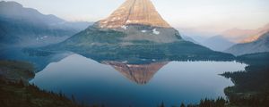 Preview wallpaper mountain, lake, reflection, top