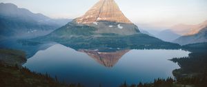 Preview wallpaper mountain, lake, reflection, top