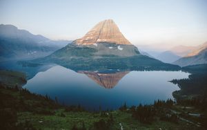 Preview wallpaper mountain, lake, reflection, top
