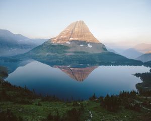 Preview wallpaper mountain, lake, reflection, top