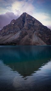 Preview wallpaper mountain, lake, reflection, peak, entering