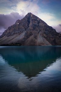 Preview wallpaper mountain, lake, reflection, peak, entering