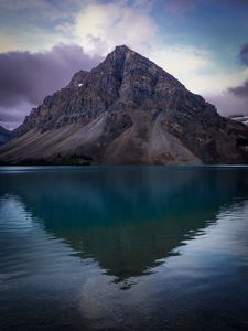 Preview wallpaper mountain, lake, reflection, peak, entering