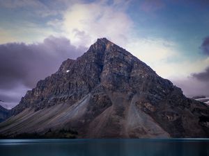 Preview wallpaper mountain, lake, reflection, peak, entering