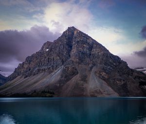 Preview wallpaper mountain, lake, reflection, peak, entering