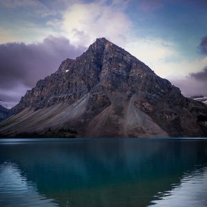 Preview wallpaper mountain, lake, reflection, peak, entering