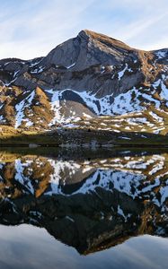 Preview wallpaper mountain, lake, reflection, snow, nature