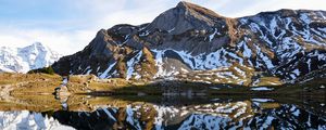 Preview wallpaper mountain, lake, reflection, snow, nature