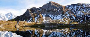 Preview wallpaper mountain, lake, reflection, snow, nature