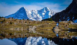 Preview wallpaper mountain, lake, reflection, valley