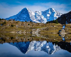 Preview wallpaper mountain, lake, reflection, valley