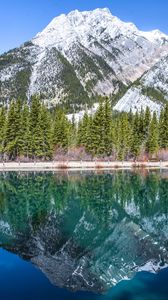 Preview wallpaper mountain, lake, reflection, water, shore, landscape