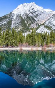 Preview wallpaper mountain, lake, reflection, water, shore, landscape