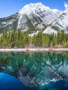 Preview wallpaper mountain, lake, reflection, water, shore, landscape